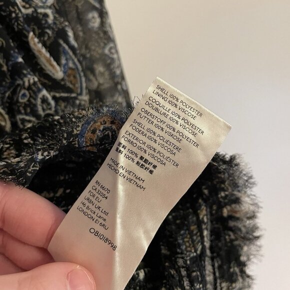 Free People Women M Black Paisley Boho Long Sleeve Smocked Lolita Peasant Top - Picture 9 of 10